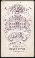 1873 Kolozsvár Veress Ferenc műterem vizitkártya a hátoldalán a műterem képével