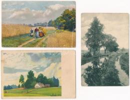 26 db RÉGI tájképes művész motívum képeslap vegyes minőségben / 26 pre-1945 art motive postcards in mixed quality: landscapes