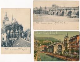 6 db RÉGI cseh város képeslap vegyes minőségben + 1 leporello / 6 pre-1945 Czech town-view postcards in mixed quality + 1 leporello