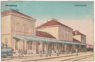 1918 Füzesabony, vasútállomás, gőzmozdony. Vasúti levelezőlapárusítás 2957. (EK)