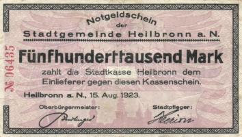 Német Birodalom/Weimari Köztársaság/Heilbronn 1923.8.15. 500.000M T:III