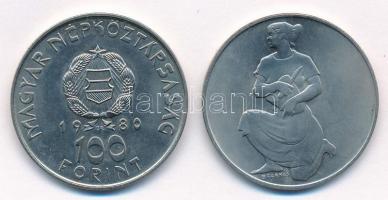 1980. 100Ft Ni "Szovjet-magyar közös űrrepülés" + 1981. 100Ft Ni "FAO I. - Világélelm...