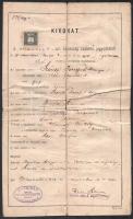 1909 Marcali, születési anyakönyvi kivonat, rabbihelyettes aláírásával, szakadt