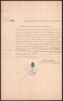 1939 Várpalota, rabbiság által kiállított nemleges bizonyítvány, kerületi rabbi aláírásával