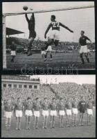 cca 1950-1960 3 db futball meccs fotó Franciaország - Jugoszlávia 1954, Magyarország-Jugoszlávia 1960. Pecséttel jelzett fotók 18x13 cm