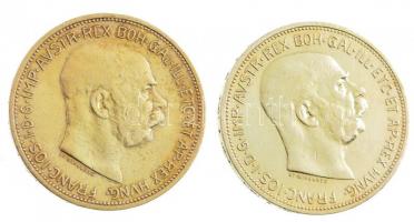 Ausztria 1912. 2K Ag "Ferenc József" aranyozva (2x) T:2 
Austria 1912. 2 Corona Ag "...