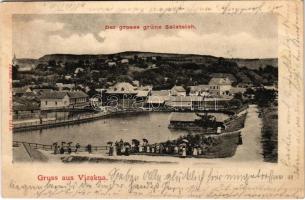1902 Vízakna, Salzburg, Ocna Sibiului; Der grosse grüne Salzteich / Zöld tó. Takáts Jenő kiadása / lake