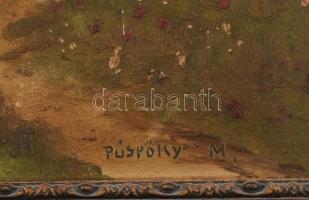 Püspöky M jelzéssel: Tavaszi mező. Olaj, karton. kissé sérült keretben. 25x34 cm