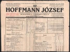 cca 1930 Hoffmann József Udvari Szállító, Gyarmatárú Nagykereskedő árlistája, viseltes állapotban