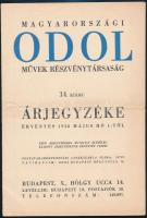 1938 Magyarországi Odol Művek Rézvénytársaság 14. számú árjegyzéke