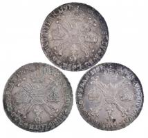 Osztrák Németalföld 1797B 1/4 Kronenthaler Ag "II. Ferenc" (3db) T:2,2- Austrian Netherlands 1797B 1/4 Kronenthaler Ag "Franz II" (3pcs) C:XF,VF Krause KM#60