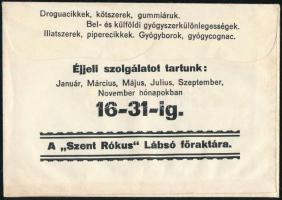 Budapest Brüll András Szent Rókus gyógyszertára receptboríték