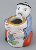 Herendi, Óherendi kis kínai fogpiszkáló tartó figura Kézzel festett, jelzett, hibátlan. 3,5 cm