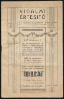 1908 Vigalmi értesítő Miskolc. Munkás táncmulatság program. 16p.