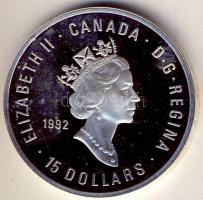 Kanada 1992. 15$ Ag "Olimpia-Edzés" T:PP Eredeti díszdobozban, tanúsítvánnyal!