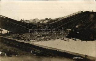 ~1915 Namur, Gesprengte Eisenbahnbrücke / WWI destroyed railway bridge. photo