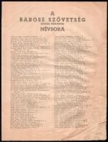 1919 A Baross-Szövetség névsora, foltos, szakadásokkal, 7p