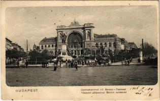 1906 Budapest VII. Központi (Keleti) pályaudvar, vasútállomás, Baross szobor (EB)