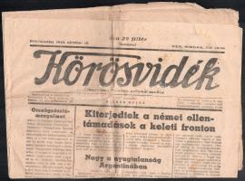 1943 Körösvidék, független keresztény politikai napilap XXIV. évfolyam 234. szám, viseltes állapotban