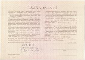 Budapest 1991. "Országos Kárrendezési és Kárpótlási Hivatal" kárpótlási jegye 1000Ft-ról, ...