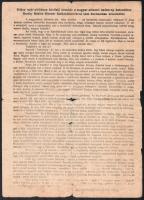 1920 Bilkey apát-plébános üdvözlő beszéde a magyar nemzeti hadsereg katonáihoz Horthy Miklós fővezér Székesfehérvárra való bevonulása alkalmából, röplap, hajtott, sérült, kissé hiányos, kopásnyomokkal,