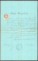1880 Verőcei községi bizonyítvány váci püspöki uradalmi vadász részére, 50 kr. okmánybélyeggel.