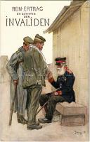 Rein-Ertrag zu gunsten der Invaliden. Invalidendank / WWI German and Austro-Hungarian K.u.K. military art postcard, support fund