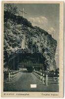 Budapest XI. Gellérthegyi sziklakápolna, sziklatemplom bejárata. leporellólap (ragasztónyom / glue marks)
