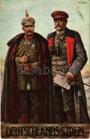1916 Deutschlands Stolz! / Wilhelm II and Paul von Hindenburg, WWI German military propaganda. Wohlfahrts-Karte der Rotes Kreuz s: Art. Fischer (EK)