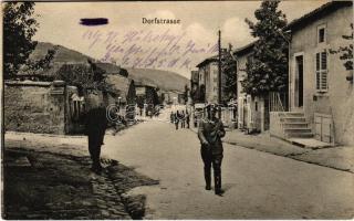 1916 Dorfstrasse / WWI German military, village street with soldiers (EB)