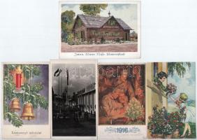 Érdekes vegyes képeslap tétel, sok magyar és kevesebb külföldi városkép, üdvözlőlapok, közte néhány ...