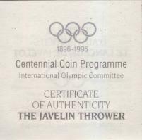 Franciaország 1994. 100Fr Ag "Olimpia-gerelyhajítás" T:PP Eredeti díszdobozban, tanúsítván...