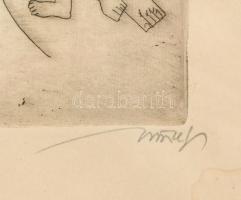 Hincz Gyula (1904-1986): Ellentétek. Rézkarc, papír, jelzett, számozott (96/100), foltos. Üvegezett,...