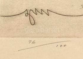 Hincz Gyula (1904-1986): Ellentétek. Rézkarc, papír, jelzett, számozott (96/100), foltos. Üvegezett,...