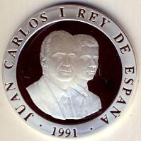 Spanyolország 1991. 2000P Ag "Olimpia-zászló, láng, ötkarika" T:PP