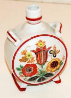 Antik virágmotívumos Zsolnay porcelán kulacs (11 cm magas)
