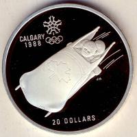 Kanada 1987. 20$ Ag "Téli olimpia-bob" T:PP
