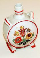 Antik virágmintás Zsolnay porcelán kulacs (10 cm magas)