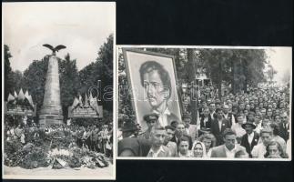 1948 Petőfi-emlékünnep Romániában, 2 db feliratozott sajtófotó, 12×18 cm