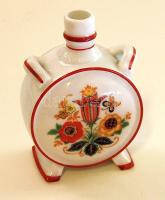 Antik virágmintás Zsolnay porcelán kulacs (10 cm magas)