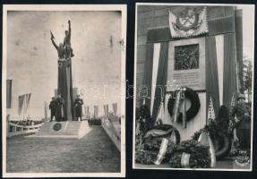 cca 1948-1951 Steinmetz-szobor és Guszev-emlékmű avatása, 2 db fotó, 12×9 cm