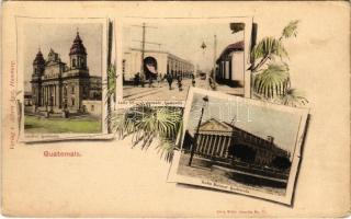 Guatemala, Catedral, Calle del mercado, Teatro Nacional / cathedral, market street, theatre. Art Nouveau, floral (EK)