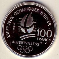 Franciaország 1989. 100Fr Ag "Téli olimpia-jégkorcsolya" T:PP