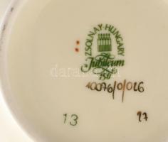 Zsolnay pillangómintás porcelán váza, kézzel festett, jelzett, hibátlan, m: 16 cm