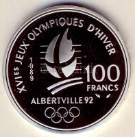 Franciaország 1989. 100Fr Ag "Téli olimpia-alpesi sí" T:PP