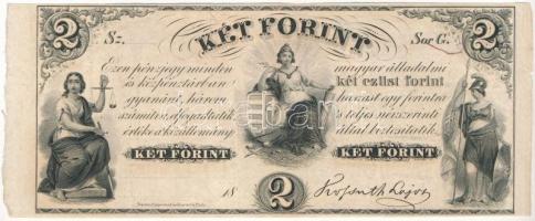 1852. 2Ft Kossuth bankó G kitöltetlen, ívszéllel T:II Hungary 1852. 2 Forint G without date and serial number, with margin C:XF Adamo G123