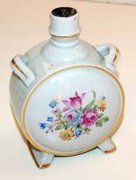 Ismeretlen jelzéssel ellátott virág motívumos porcelán kulacs (14cm magas)