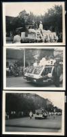 cca 1980 Hódmezővásárhely, május elsejei felvonulás, 3 db fotó, 9×13 cm