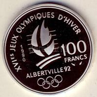 Franciaország 1990. 100Fr Ag "Téli olimpia-bobozás" T:PP