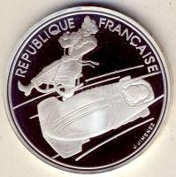 Franciaország 1990. 100Fr Ag "Téli olimpia-bobozás" T:PP